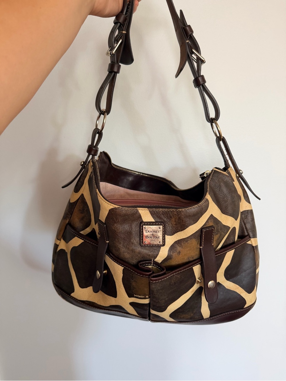 Dooney & Bourke Brown and Tan Giraffe-Print Shoulder Bag